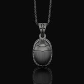 Silver Scarab Pendant - Egyptian Scarab Medal Necklace, Ancient Symbol Jewelry, Mystical Beetle Gift