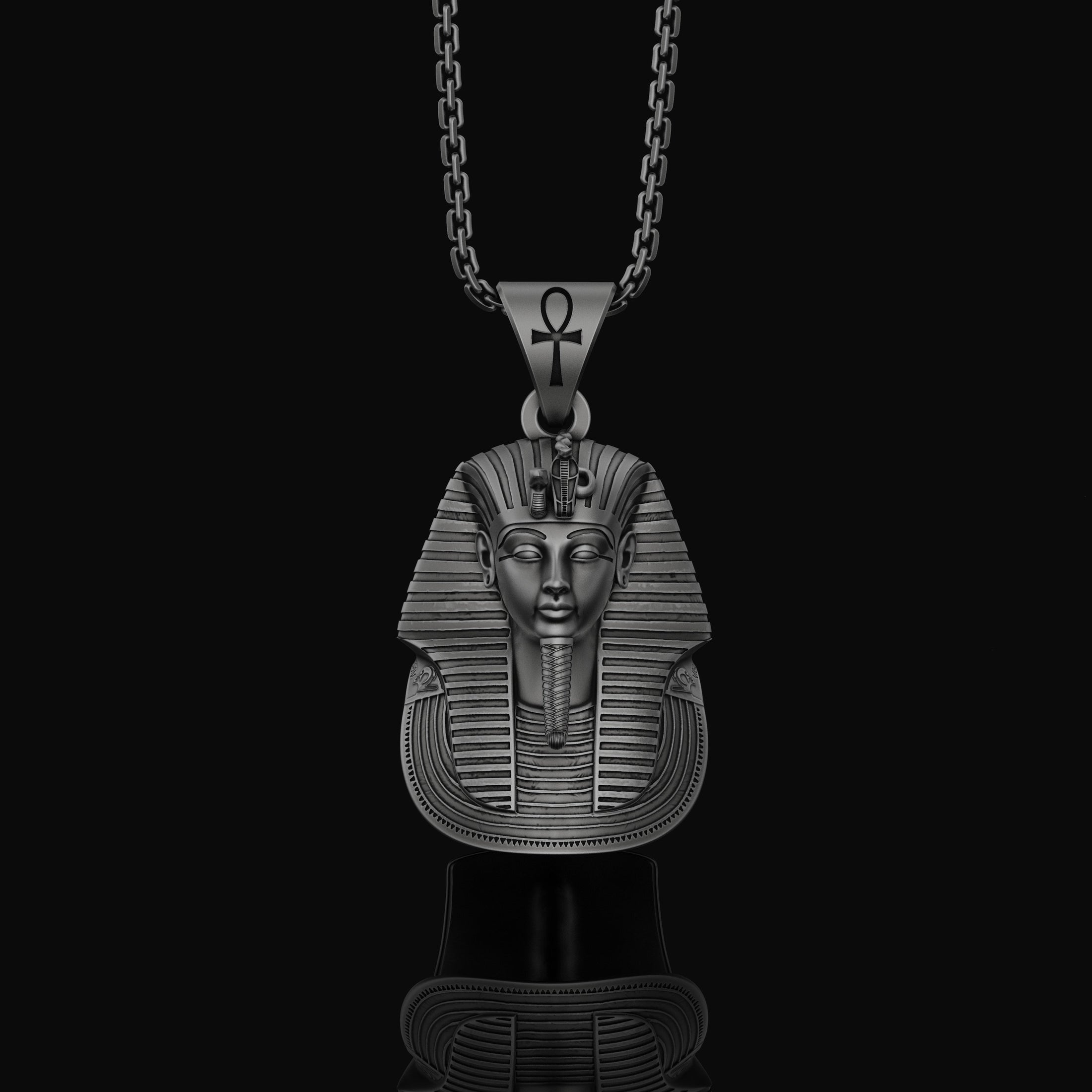 Silver Tutankhamun Pendant - Egyptian King Necklace, Pharaoh Tutankhamun Jewelry, Historical Artifact