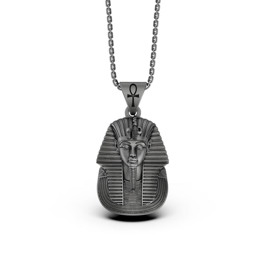 Silver Tutankhamun Pendant - Egyptian King Necklace, Pharaoh Tutankhamun Jewelry, Historical Artifact