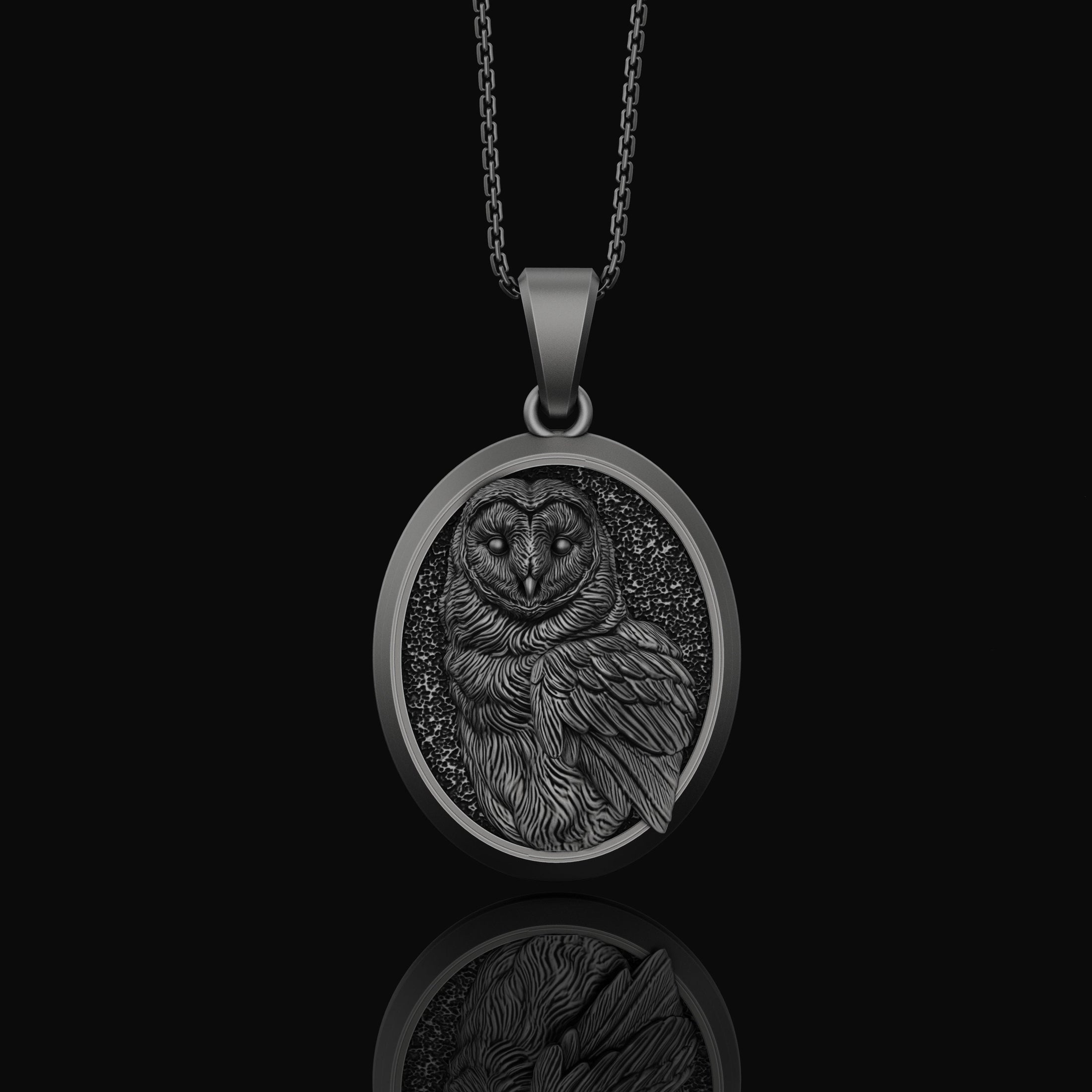 Personalized Silver Owl Pendant - Custom Engraved Owl Necklace, Handcrafted Bird Jewelry, Unique Gift