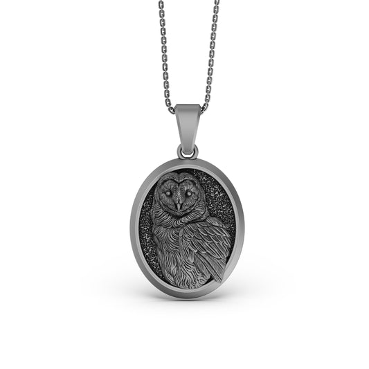 Personalized Silver Owl Pendant - Custom Engraved Owl Necklace, Handcrafted Bird Jewelry, Unique Gift