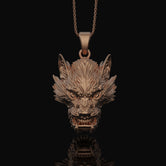 Silver Chinese Dragon Head Pendant - Mythical Dragon Charm Necklace, Oriental Symbol Jewelry Gift
