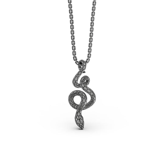 Silver Snake Charm - Serpent Pendant for Necklace or Bracelet, Symbolic Reptile Jewelry, Gift Idea