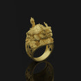 Load image into Gallery viewer, Silver Dragon Turtle Ring - Mythical Creature Jewelry, Eastern Symbolism Ring, Unique Gift for Fantasy Lovers
