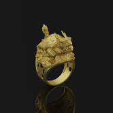 Silver Dragon Turtle Ring - Mythical Creature Jewelry, Eastern Symbolism Ring, Unique Gift for Fantasy Lovers