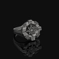 Load image into Gallery viewer, Silver Compass Ring - Adjustable Navigational Ring, Traveler's Jewelry, Explorer Gift, Directional Motif
