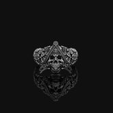 Silver Skull Ring with Eye of Providence - Masonic Illuminati Gothic Band, Esoteric Symbol Jewelry