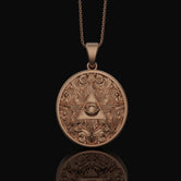 Silver Eye of Providence Pendant - Masonic Medallion, Freemason Symbol Necklace, Illuminati Jewelry