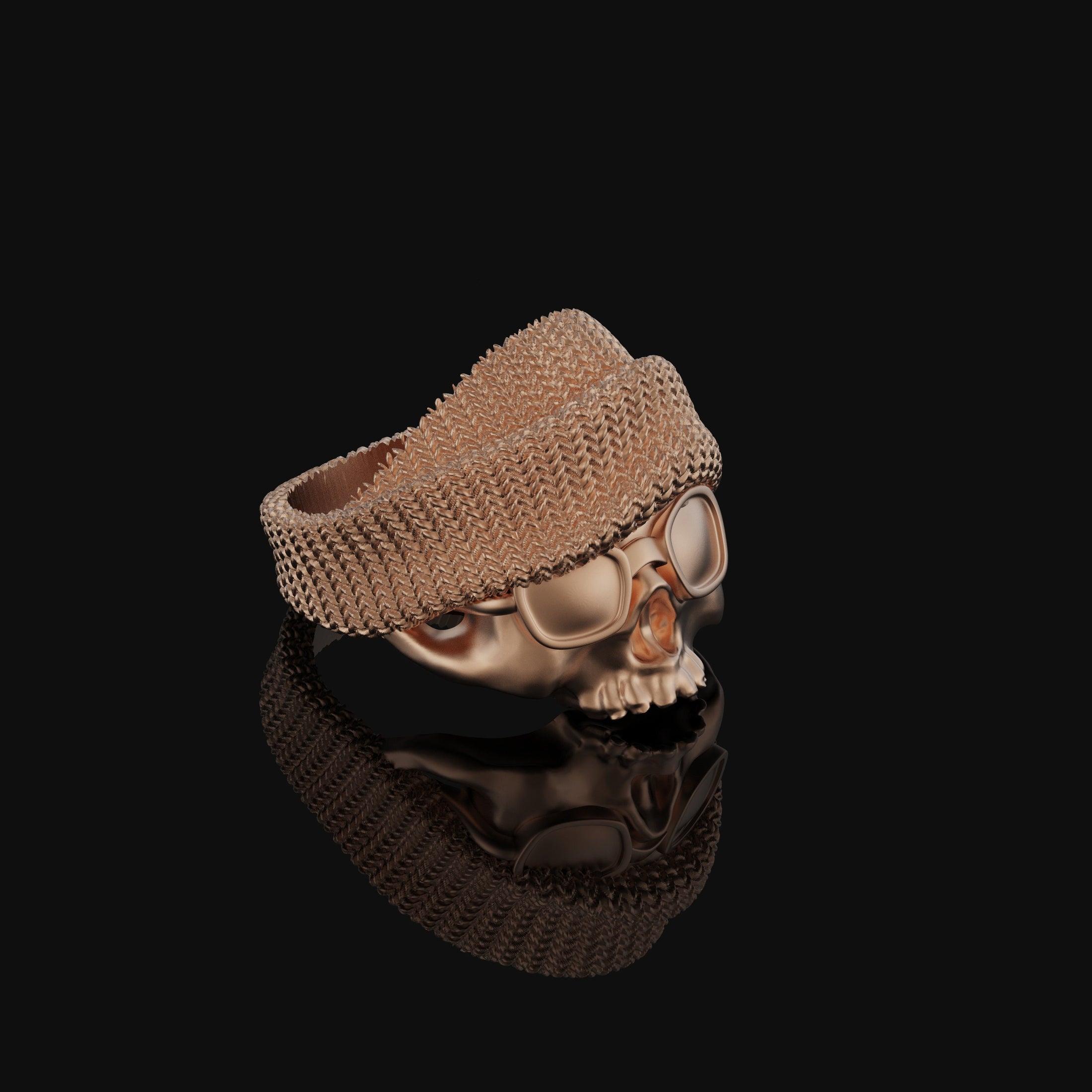Silver Goggled Skull Ring with Beanie - Biker Skull Jewelry, Punk Gothic Ring, Unique Motorcycle Enthusiast Gift