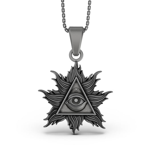 Silver Eye of Providence Charm - Two-Style Pyramid Pendant, Masonic Illuminati Jewelry, Mystical Gift