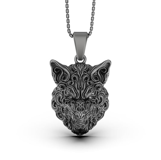 Carved Wolf Head Pendant - Handcrafted Wolf Necklace, Detailed Animal Carving, Nature Inspired Jewelry