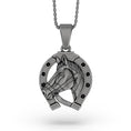 Load image into Gallery viewer, Silver Horseshoe Pendant - Lucky Charm Necklace, Good Luck Gift, Symbol of Fortune, Protective Jewelry
