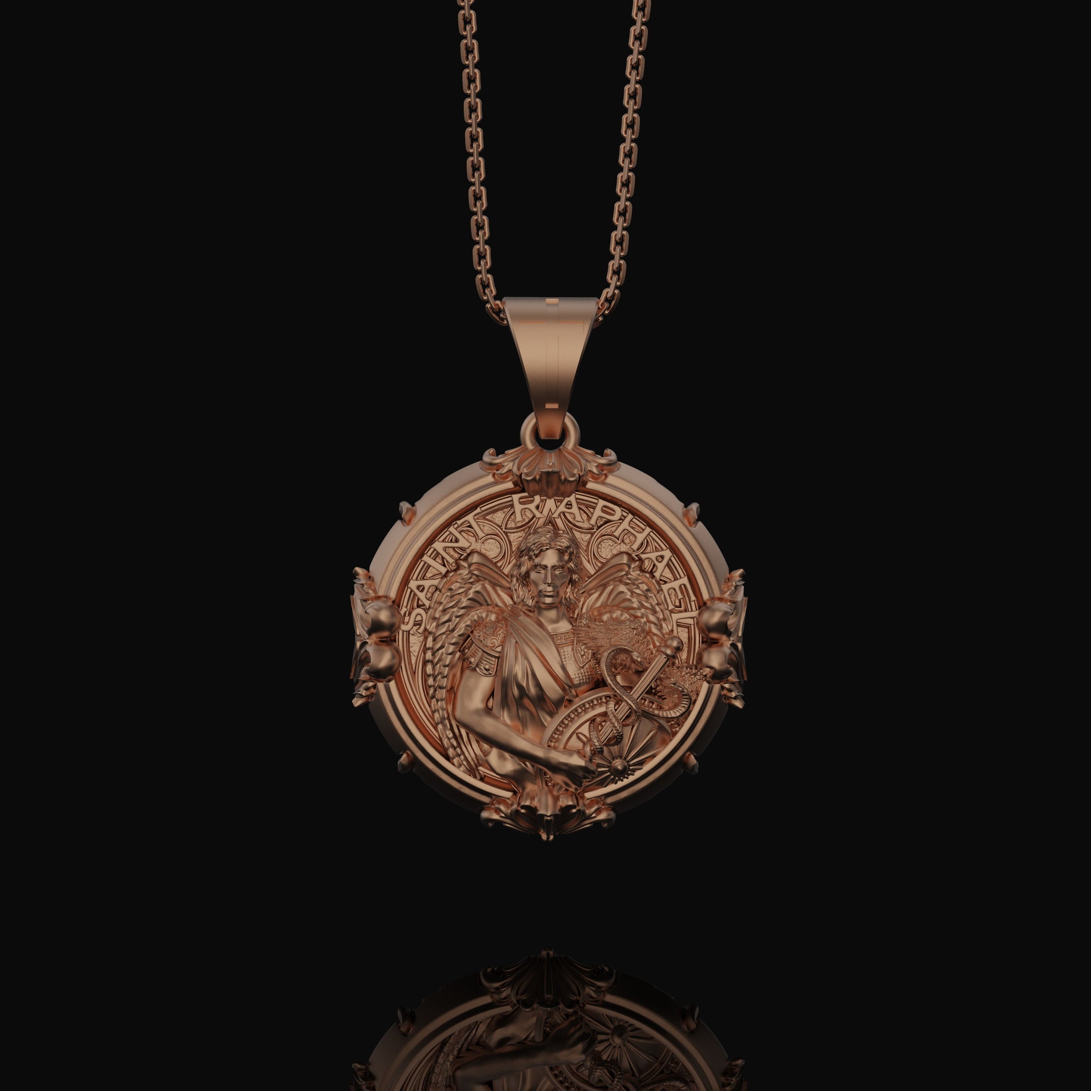 Silver Saint Raphael Pendant - Archangel Raphael Necklace, Healing Angel Jewelry, Christian Spiritual Gift