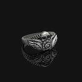 Silver Gothic Skull Ring - Edgy Biker Jewelry, Motorcyclist Gift, Bold Skull Ring for Men