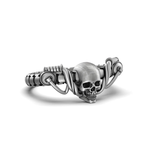 Silver Skull Biker Ring - Gothic Jewelry for Motorcyclists, Bold Men's Skull Ring, Edgy Biker Gift