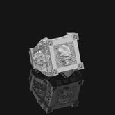 Silver Skull Ring with Swarovski Diamonds - Gothic Jewelry, Edgy Men's Ring, Unique Biker Gift
