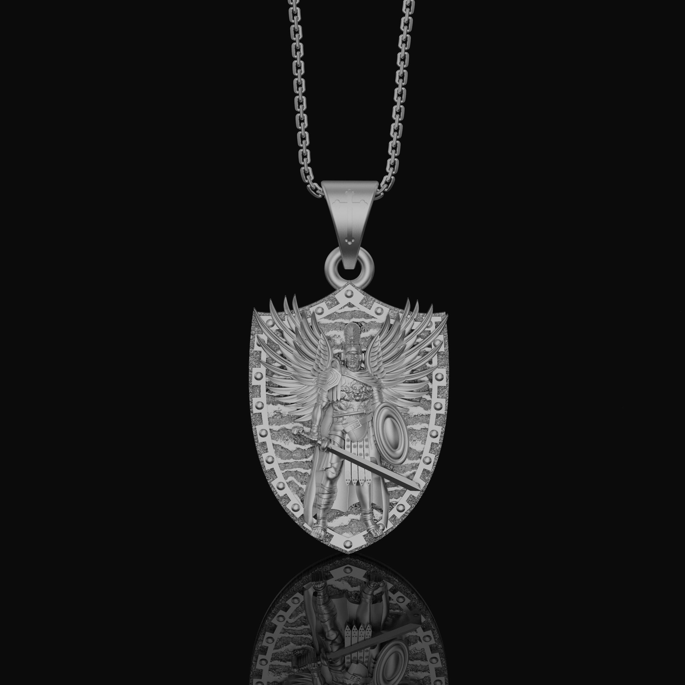 Silver Archangel Michael Pendant - Protector Saint Necklace, Christian Guardian Angel Jewelry, Spiritual Gift