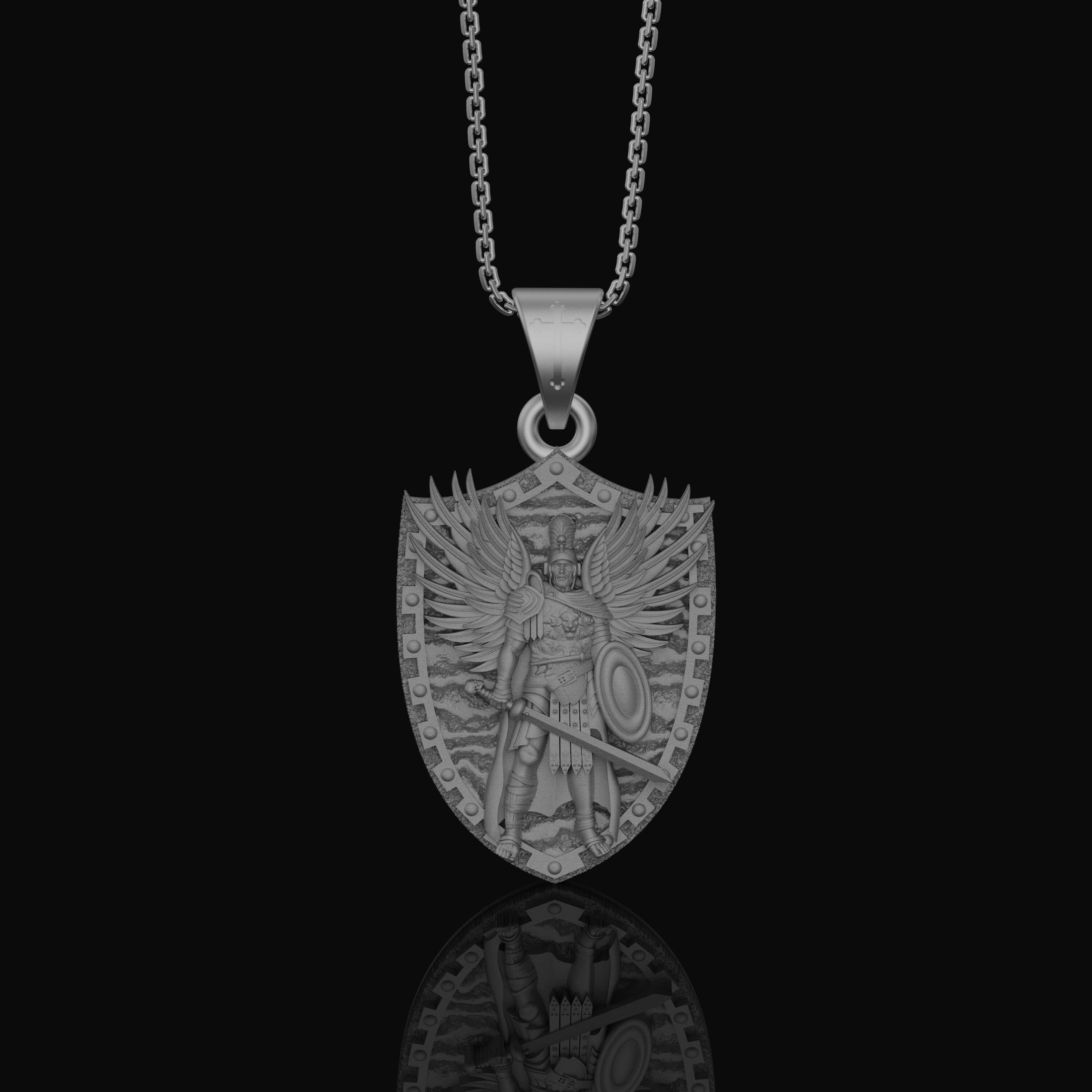 Silver Archangel Michael Pendant - Protector Saint Necklace, Christian Guardian Angel Jewelry, Spiritual Gift