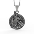 Load image into Gallery viewer, Silver Viking Warrior Necklace - Personalized Norse Pendant, Men's Viking Jewelry, Custom Warrior Gift
