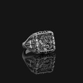 Silver Saint George Ring - Christian Jewelry, Patron Saint Ring, Religious Men's Ring, Symbol of Faith and Protection