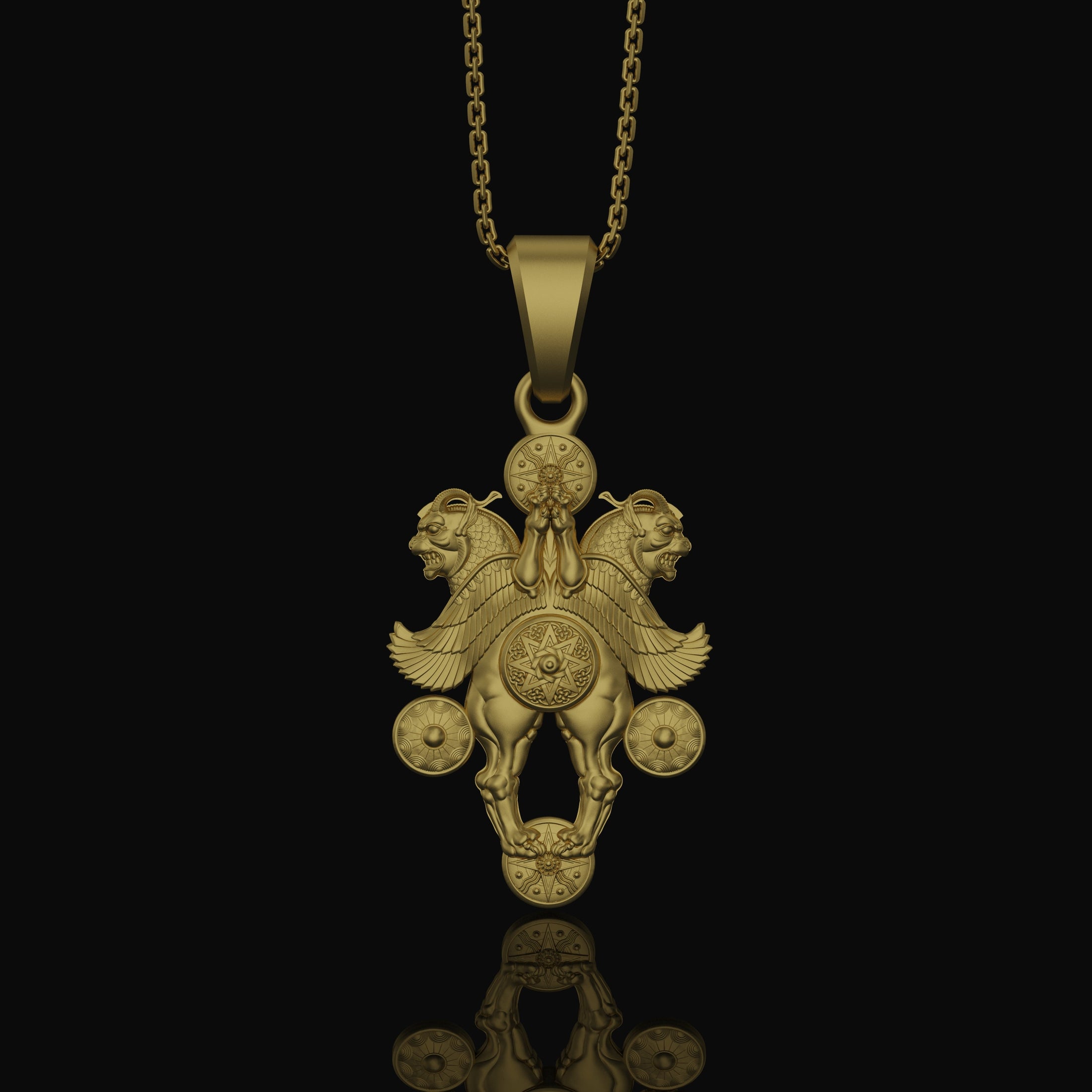 Silver Assyrian Mythical Beast Pendant - Ancient Civilization Necklace, Assyrian Lamassu Jewelry, Mythological Gift