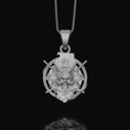 Load image into Gallery viewer, Silver Dead Samurai Skull Necklace - Shogun Skull Pendant, Japanese Warrior Jewelry, Edgy Cultural Gift
