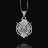 Silver Dead Samurai Skull Necklace - Shogun Skull Pendant, Japanese Warrior Jewelry, Edgy Cultural Gift