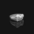 Load image into Gallery viewer, Silver Gothic Biker Skull Ring - Edgy Men's Jewelry, Unique Motorcycle Ring, Bold Biker Gift, Skull Symbol Ring

