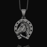 Silver Horseshoe Pendant - Lucky Charm Necklace, Good Luck Gift, Symbol of Fortune, Protective Jewelry