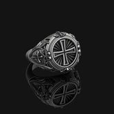 Silver Christian Cross Ring - Religious Gift, Crusader Jewelry, Faith Symbol, Men's Christian Ring