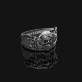 Silver Biker Ring - Skull Jewelry for Motorcycle Lovers, Edgy Men's Ring, Unique Biker Gift