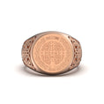 Load image into Gallery viewer, Gold Saint Benedict Ring - Exorcism Medal Ring in Rose, White, Yellow Gold, Protective Christian Jewelry
