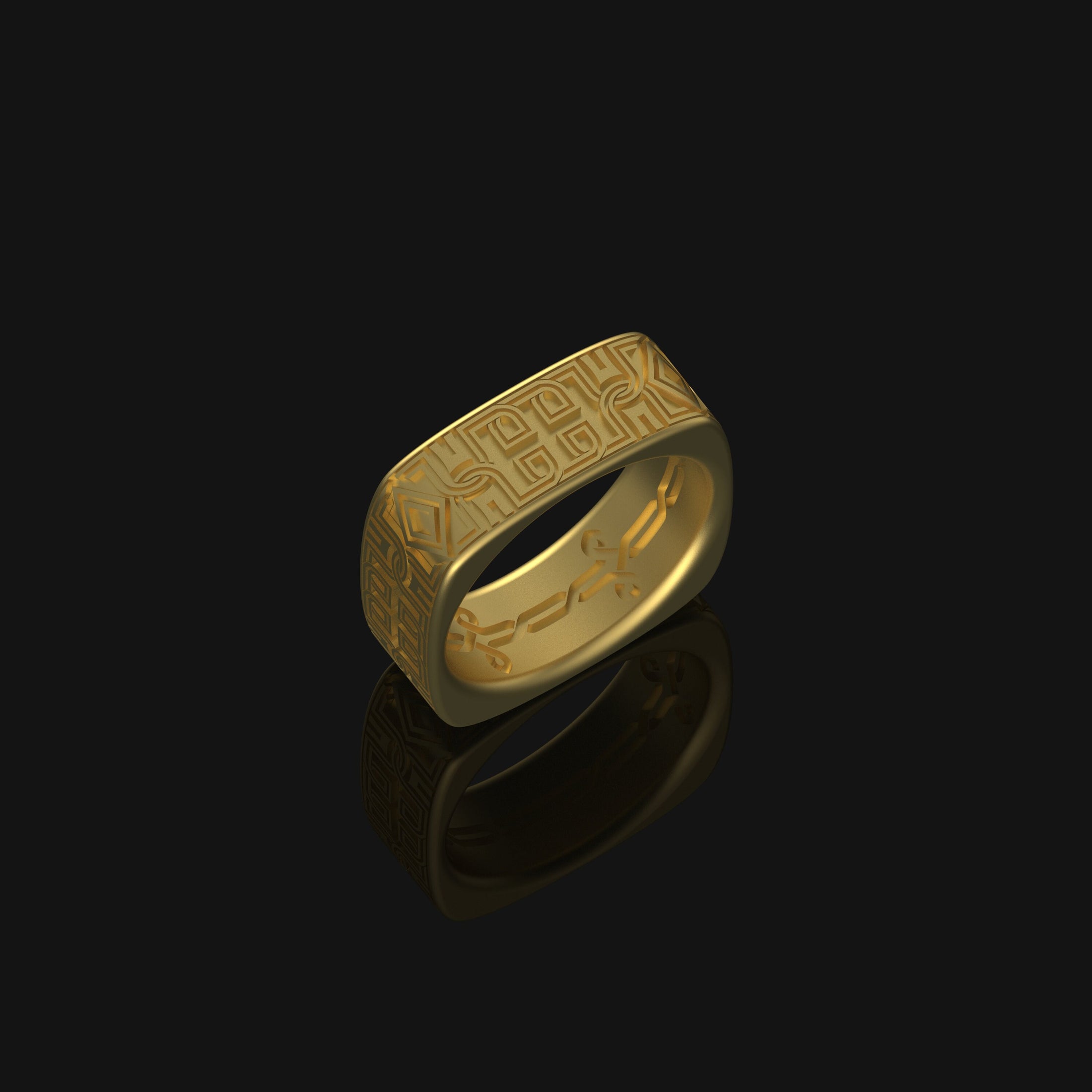 Silver Architectural Motif Band - Unique Wedding Ring, Elegant Design, Symbolic Jewelry, Perfect Bridal Gift