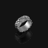 Silver Wood Bark Texture Ring - Nature-Inspired Jewelry, Unique Wedding Band, Rustic Silver Ring, Gift for Nature Lovers