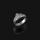 Silver Everest Mountain Band - Love at the Highest Hill-Themed Ring, Unique Wedding Band, Nature-Inspired Jewelry