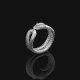 Silver Adjustable Snake Band Ring - Elegant Serpent Jewelry, Unique Adjustable Ring, Symbolic Gift for Her