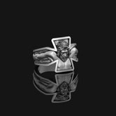 Silver Jesus Crucifixion Band - Religious Jewelry, Christian Faith Ring, Symbolic Gift, Elegant Spiritual Band