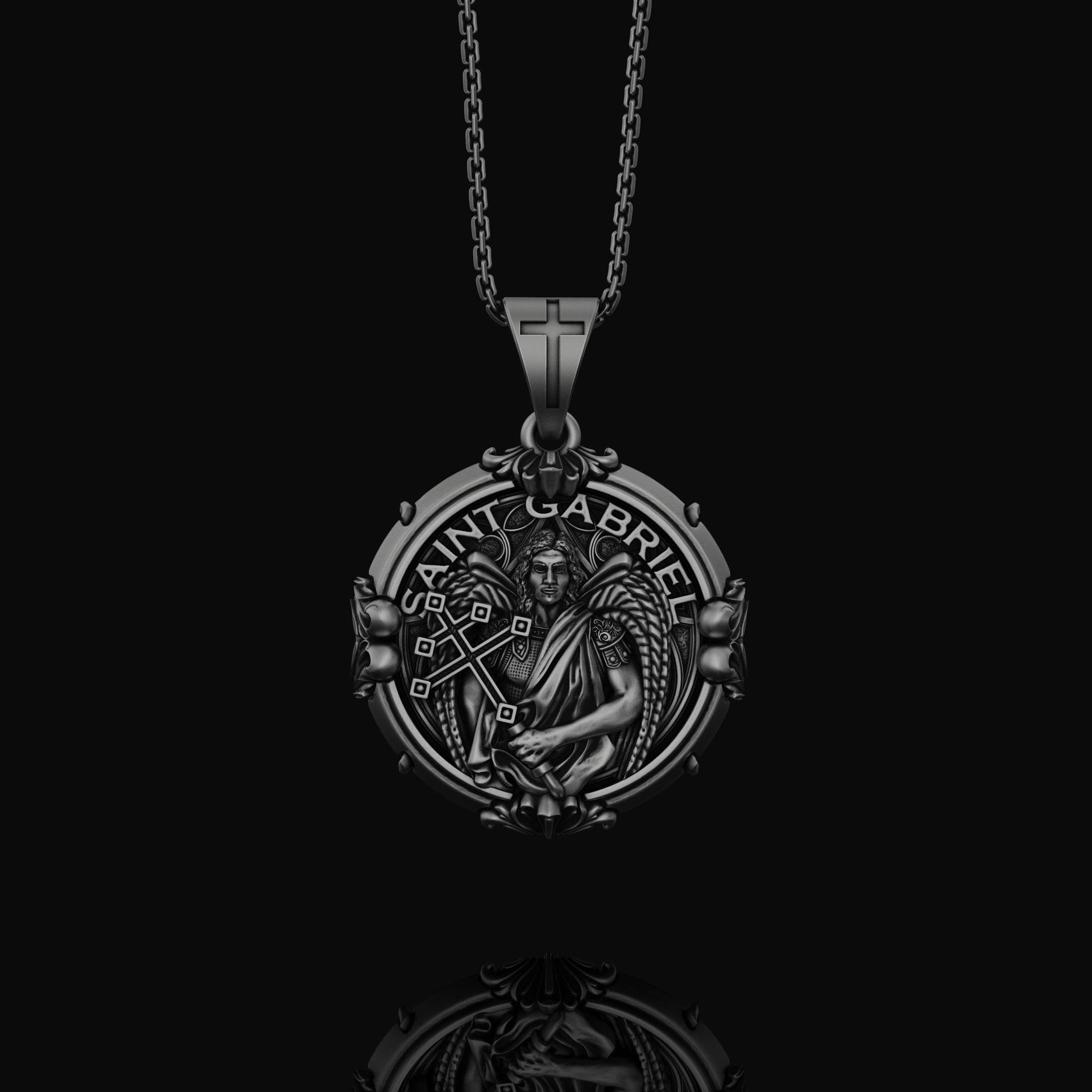 Silver Saint Gabriel Pendant - Archangel Gabriel Necklace, Messenger Angel Jewelry, Christian Spiritual Gift