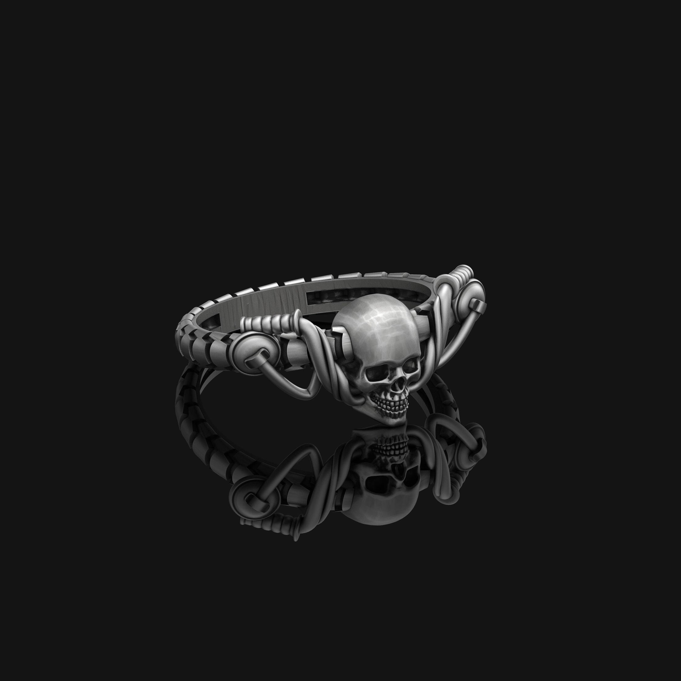 Silver Skull Biker Ring - Gothic Jewelry for Motorcyclists, Bold Men's Skull Ring, Edgy Biker Gift