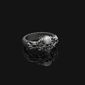Silver Skull with Vines Ring - Gothic Jewelry, Edgy Men's Ring, Unique Biker Gift