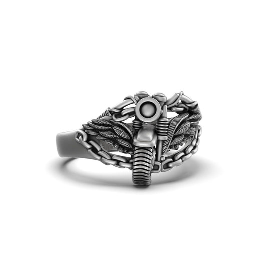Silver Skull with Vines Ring - Gothic Jewelry, Edgy Men's Ring, Unique Biker Gift