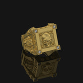 Silver Skull Ring with Swarovski Diamonds - Gothic Jewelry, Edgy Men's Ring, Unique Biker Gift