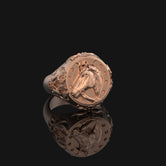 Silver Horse Ring with Lucky Horseshoe - Equestrian Jewelry, Symbol of Luck, Unique Gift for Horse Lovers