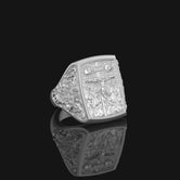 Silver Jesus INRI Cross Ring - Christian Jewelry, Elegant Faith Symbol, Unique Religious Gift