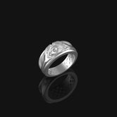 Silver Illuminati Band Ring - New World Order Jewelry, Gothic Men's Ring, Unique Occult Gift, Secret Society Symbol
