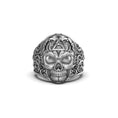 Load image into Gallery viewer, Silver Masonic Skull Ring - Engraved Freemason Jewelry, Gothic Men's Ring, Unique Masonic Gift
