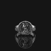 Silver St. George and the Dragon Ring - Medieval Knight Jewelry, Christian Symbol, Unique Men's Ring, Heroic Gift