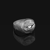 Silver Dragon Eye Ring - Gothic Jewelry, Unique Fantasy Ring, Edgy Men's Jewelry, Mystical Gift