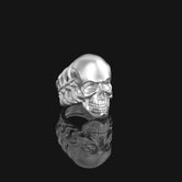 Silver Bones and Skull Ring - Gothic Jewelry, Edgy Men's Ring, Unique Skeleton Design, Bold Biker Gift