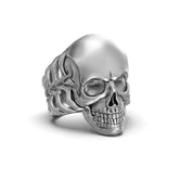 Silver Bones and Skull Ring - Gothic Jewelry, Edgy Men's Ring, Unique Skeleton Design, Bold Biker Gift
